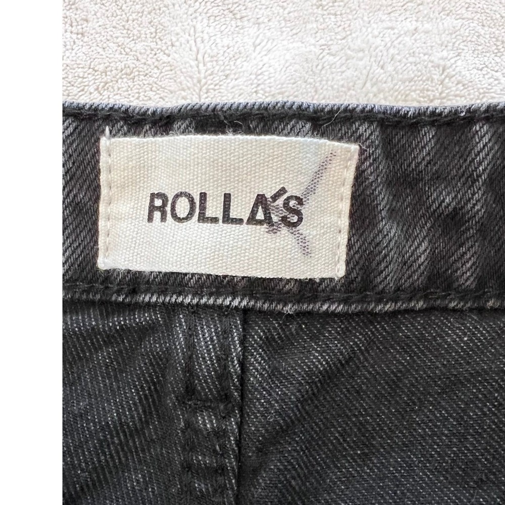 Rollas NWT Mirage High Rise Loose Fit Denim Shorts Washed Black Raw Hem 28 - Picture 4 of 10